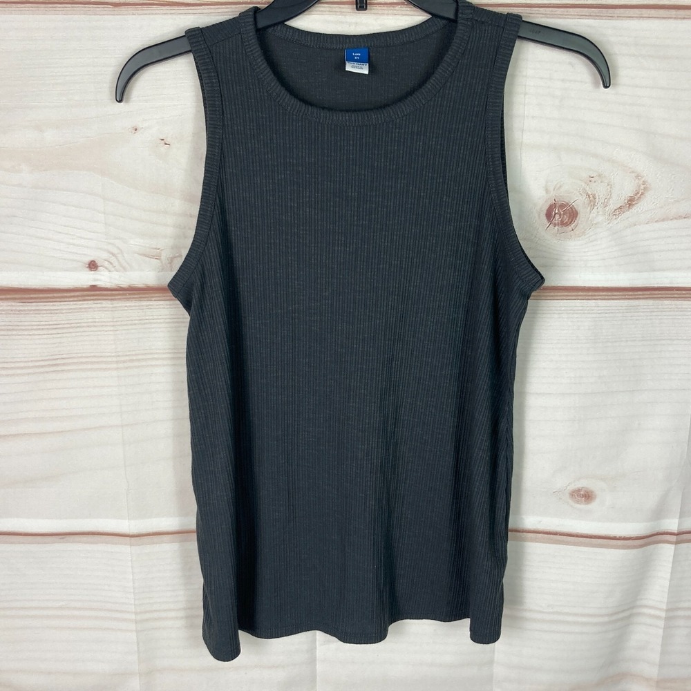 Old Navy Top Womens XS Gray Luxe Tank High Neck Sleeveless Solid Knit Pullover